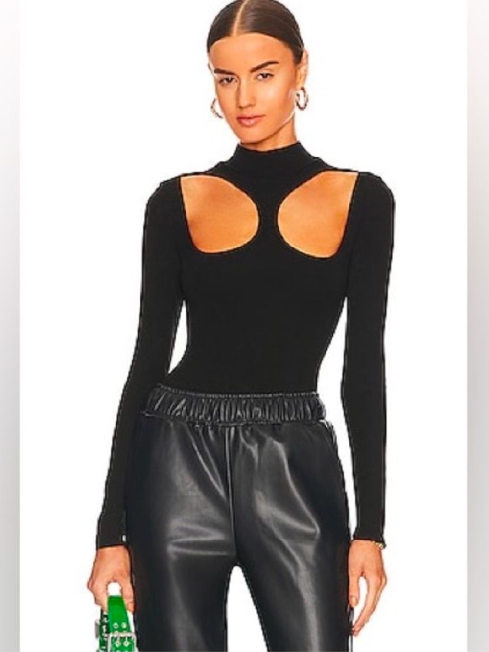 WeWoreWhat Mock Neck Rayon Cutout Bodysuit - Black